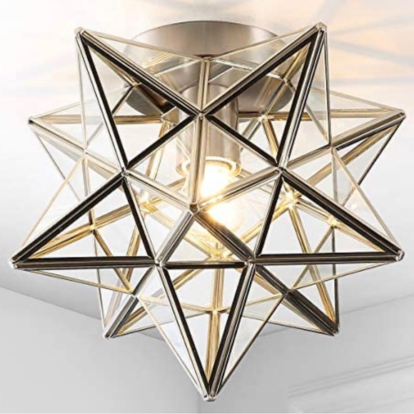 JONATHAN Y JYL9035E Stella 12" Moravian Star Metal/Glass LED Flush Mount, - Picture 5 of 6